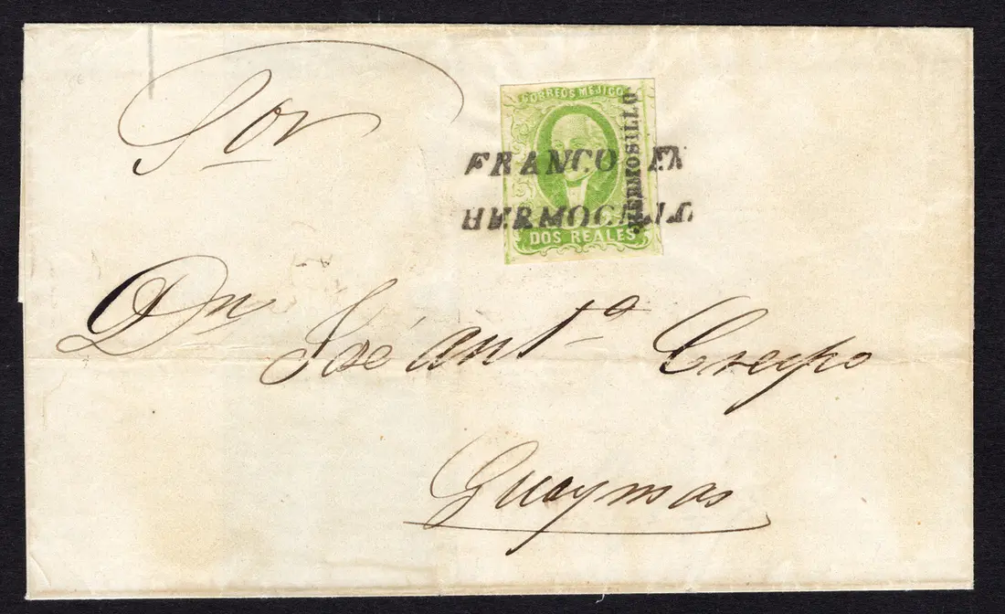 1856 "Hidalgos" Hermosillo, Mazatlán. Group of two covers, each with