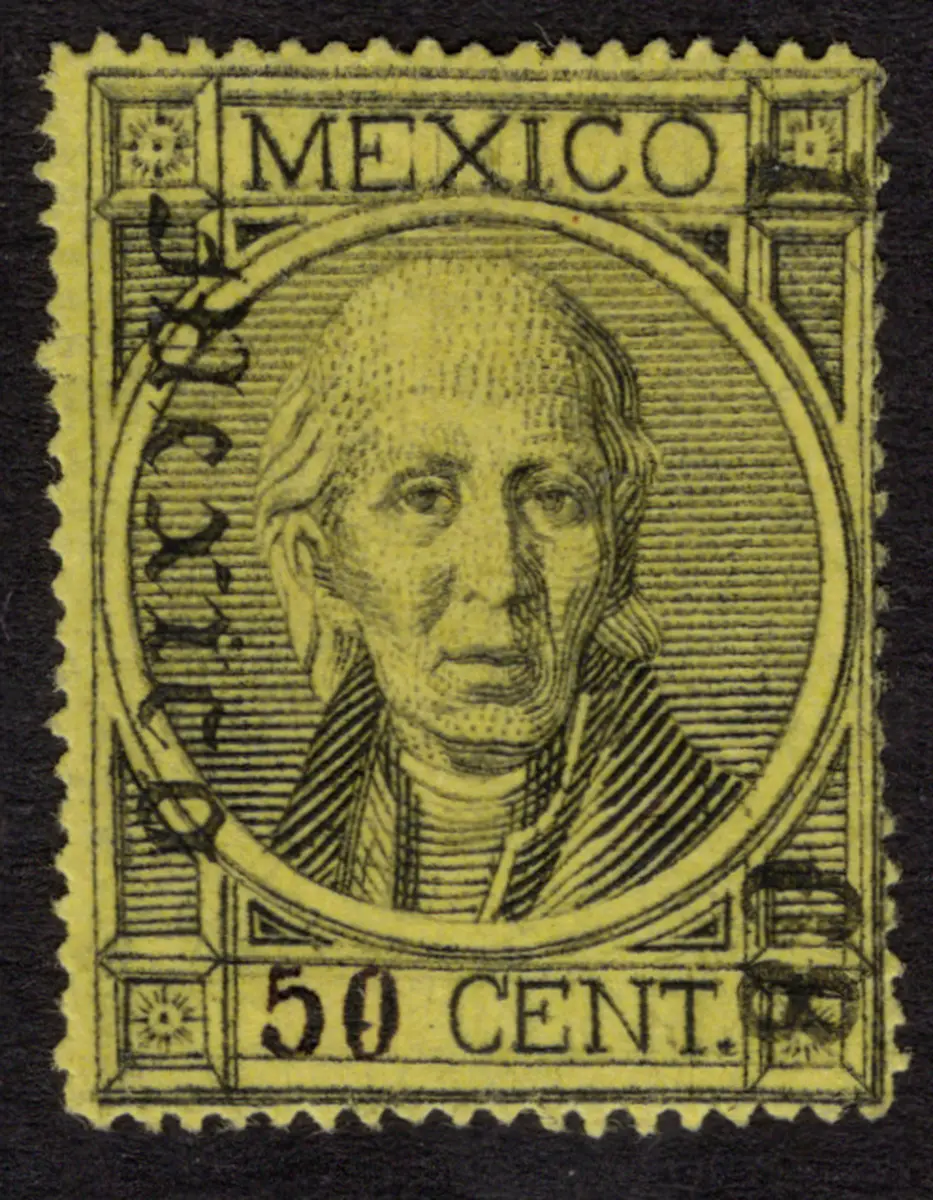 1856-1883 Classic Period 1868, "Hidalgo", 50c. black on yellow, thin