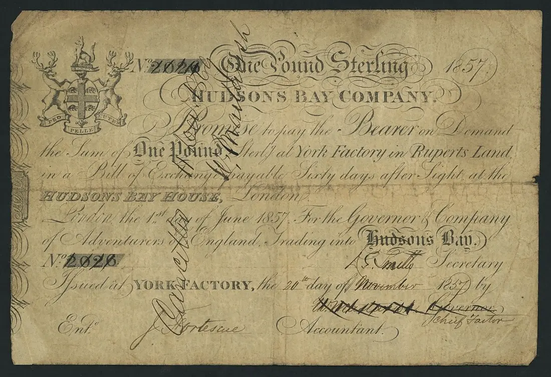 Hudson’s Bay Company, Canada, 1 Pound Sterling, Manitoba, York Factory
