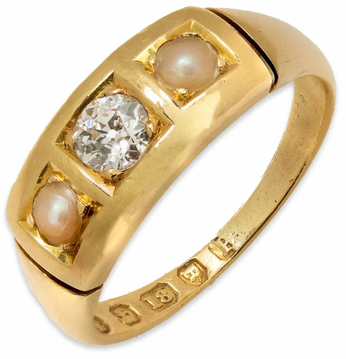 J. W. BENSON, A VICTORIAN PEARL AND DIAMOND GYPSY RING