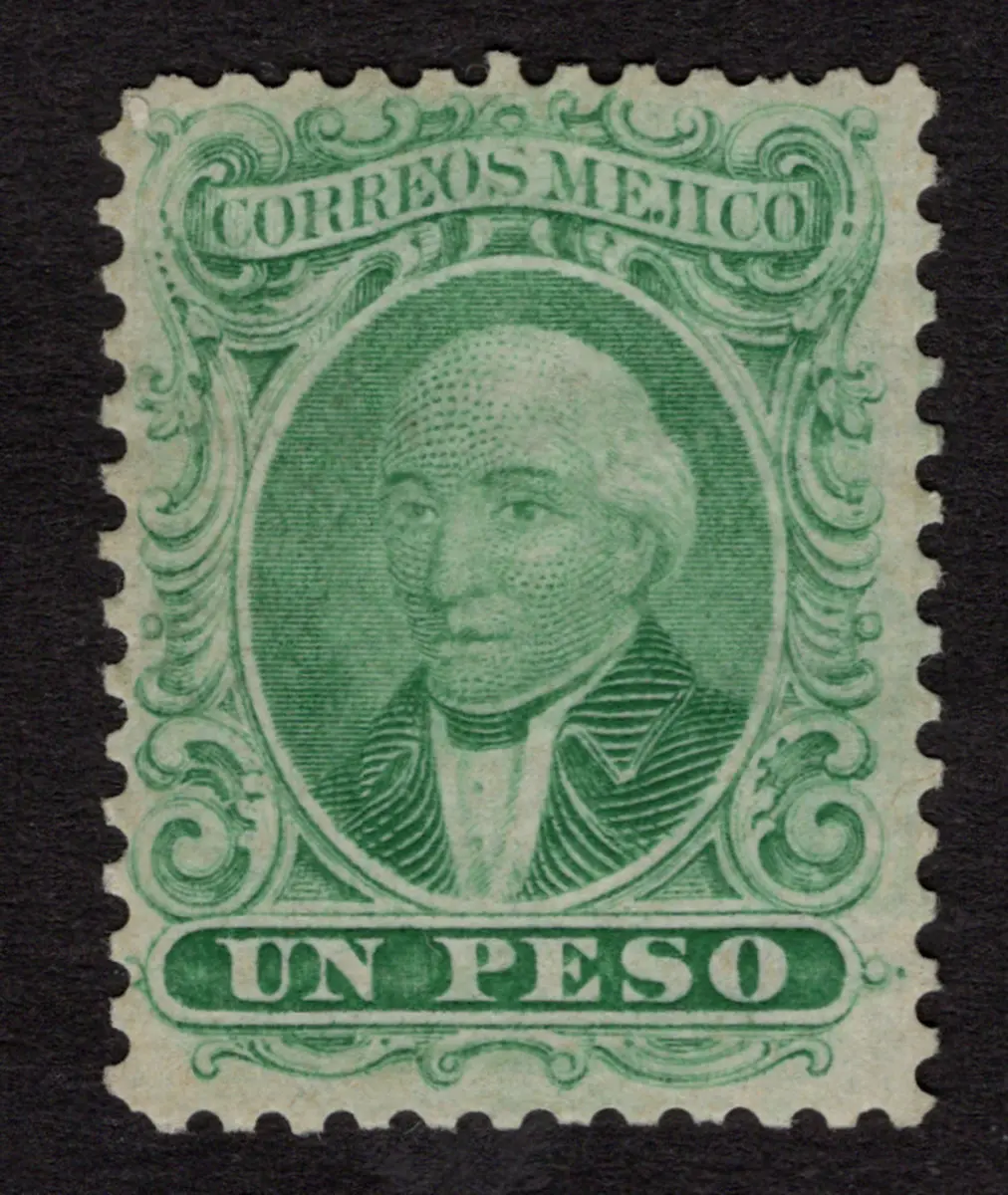 1856-1883 Classic Period 1863, Benito Juárez Issue, 1p. green, perforated