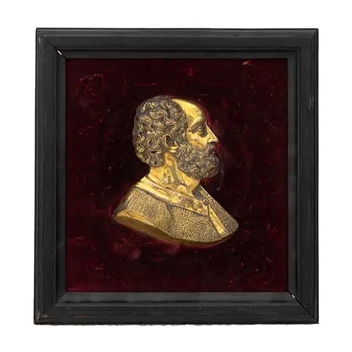 Relieve busto en bronce dorado enmarcado S. XVII-XVIII