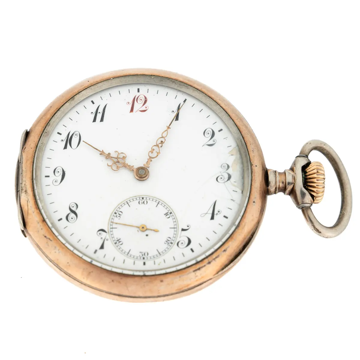 OMEGA. Fickur, Silver "Rödtolva" 1912.