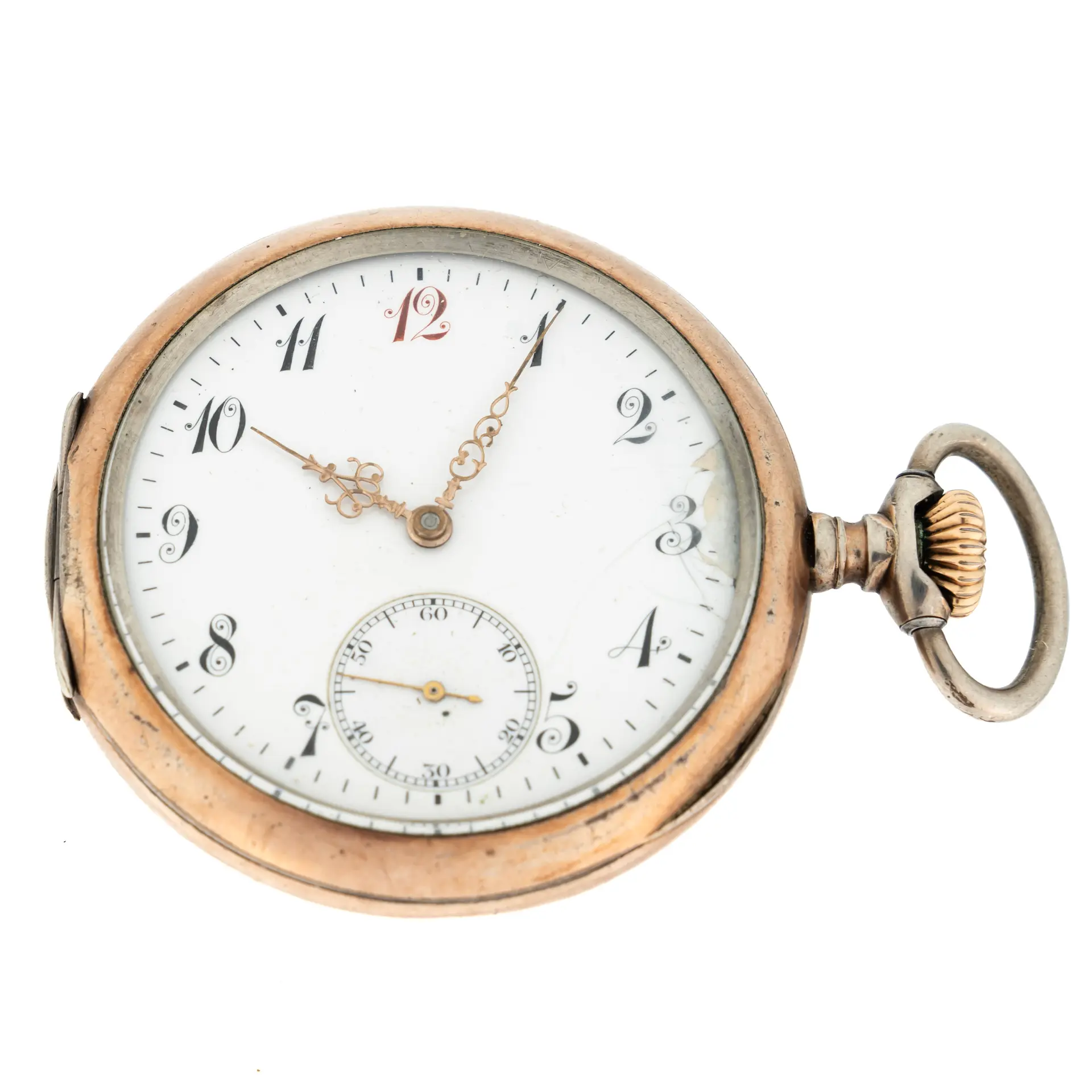 OMEGA. Fickur, Silver "Rödtolva" 1912.