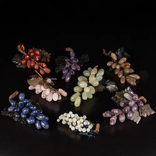 8 Chinese Carved Colored Stone Grape Bunches