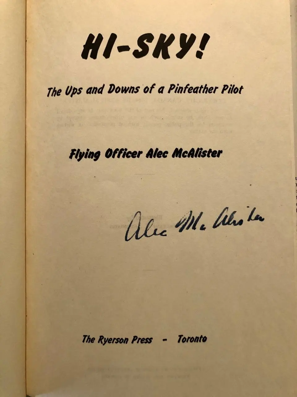 [Signed] [First Edition] Hi-Sky! The Ups and Downs of a...