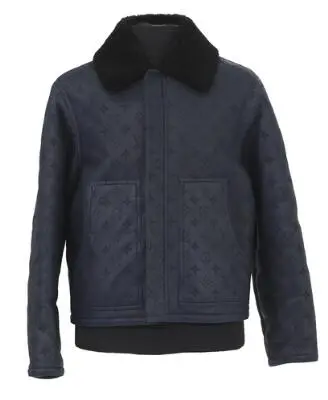 Louis Vuitton: A "Monogram Shearling Blouson" mens jacket of dark