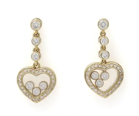 Chopard: A pair of "Happy Diamonds Icon" diamond ear pendants, mounted