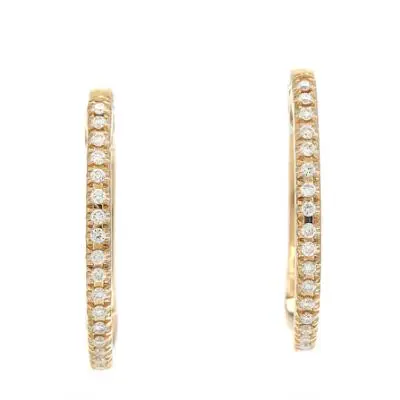 A pair of diamond ear hoops set with brilliant-cut diamonds weighing