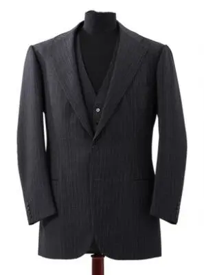Alfred Alm: A three-piece charcoal grey pinstripe suit. 1987. (3)