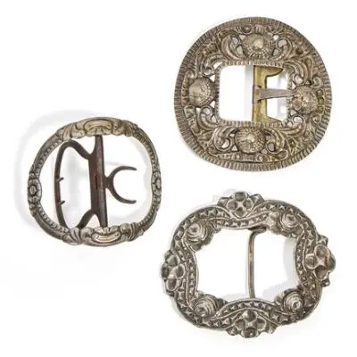 Three Late Empire silver shoe buckles. 19th century. Weight in total