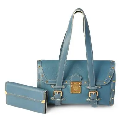 Louis Vuitton: A "L’Epanoui GM" bag and a matching wallet of blue