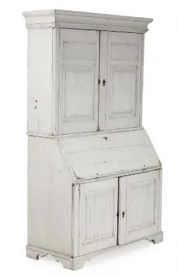 Chatol in grey-painted wood, upper part with two doors concealing
