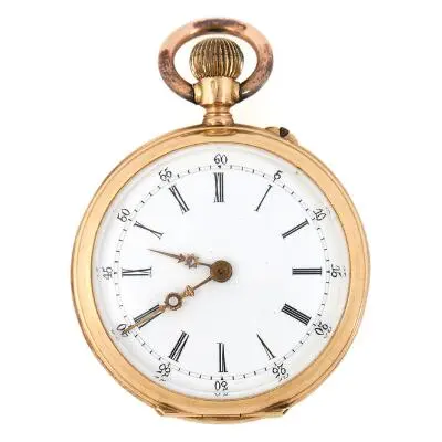 Pocket watch of 14k gold. Mechanical movement with lever escapement
