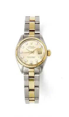 Rolex: Datejust of 18k gold and steel with diamond-set dial, ref.
