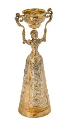 A German Rococo Revival parcel-gilt wedding beaker. Wilhelm Weinranch