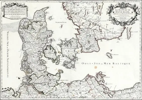 Alexis Hubert Jaillot: "Le Royaume de Danemark". 1695. Handcoloured