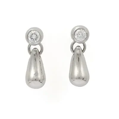 Tiffany & Co.: A pair of "Teardrop" ear pendants each set with a brilliant-cut
