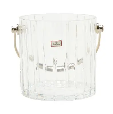 Baccarat crystal glass ice bucket with steel handle. H. excl. handle