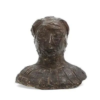 Adam Fischer: Female bust. Signed A.F. Patinated bronze. H. 6.5 cm.