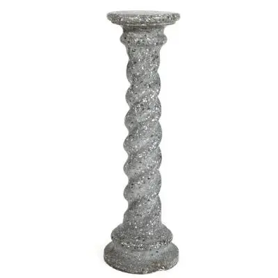 A twisted grey terrazzo stone column. 20th century. H. 98. Diam. 28