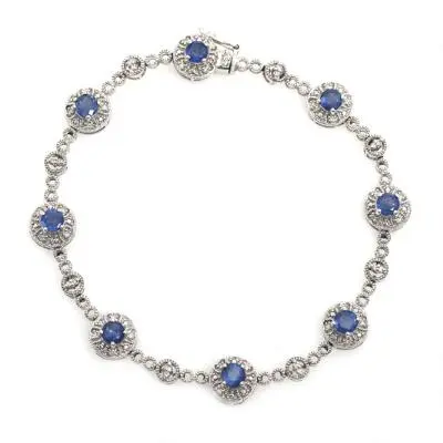 A sapphire and diamond bracelet set with numerous sapphires and diamonds