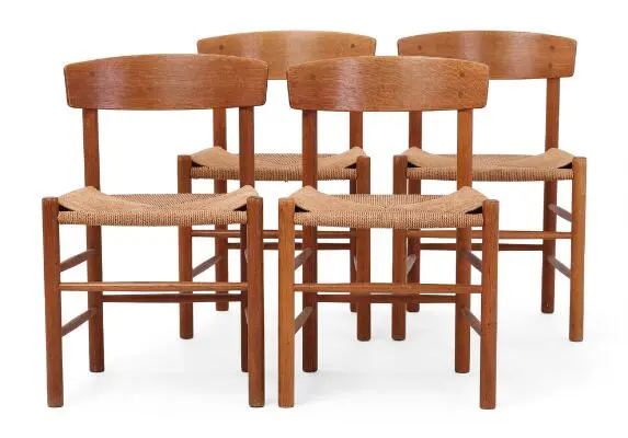 Børge Mogensen: "The People's Chair". Set of four oak chairs. Seat