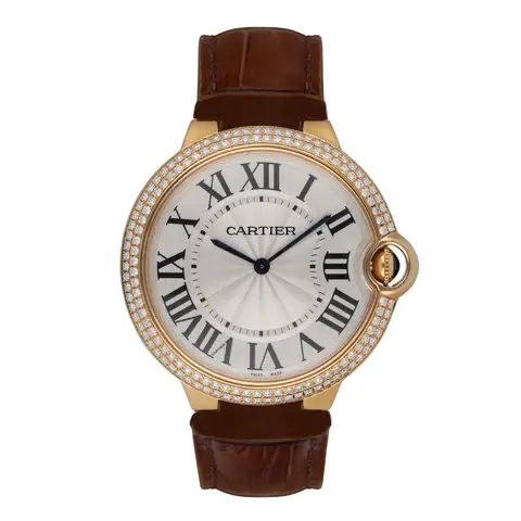 Cartier Ballon Bleu WE902055 Diamond 18K Rose Gold Mens Watch