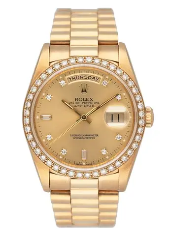 Rolex Day Date 18348 Diamond Bezel & Dial Mens Watch