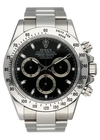 Rolex Daytona 116520 Black Dial Engraved Mens Watch