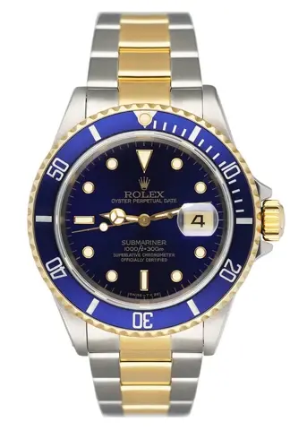 Rolex Submariner Date 16613 Blue Dial Mens Watch Box Papers