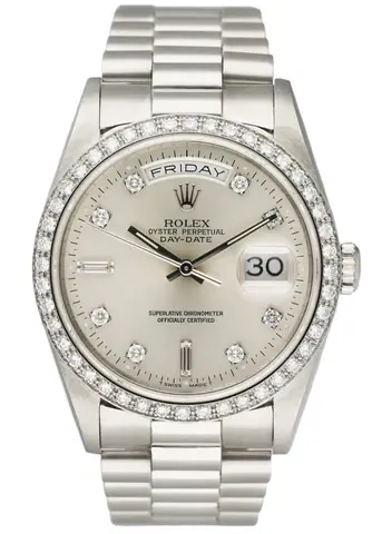 Rolex Day-Date President 18346 Platinum Diamond Mens Watch