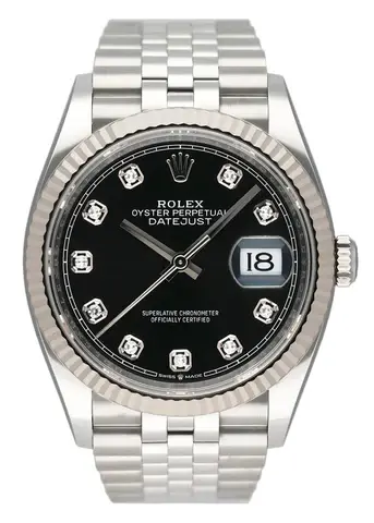 Rolex Datejust 126234 Diamond Black Dial Mens Watch Box Papers