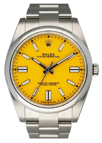 Rolex Oyster Perpetual 124300 Yellow Dial Mens Watch Box Papers