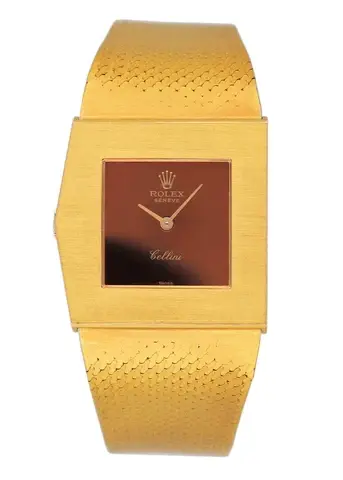 Rolex King Midas Cellini Red Dial Yellow Gold Ladies Watch
