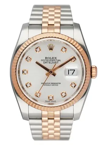 Rolex Datejust 116231 Diamond Silver Dial Mens Watch