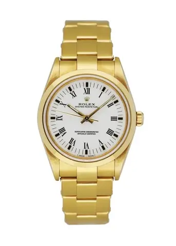 Rolex Oyster Perpetual 14208 18K Yellow Gold Men's Watch Box & Papers