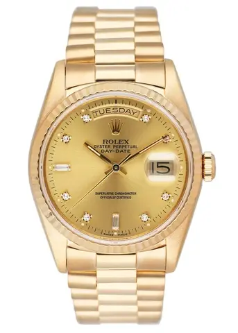 Rolex Day Date 18238 Diamond Champagne Dial Mens Watch Box Papers