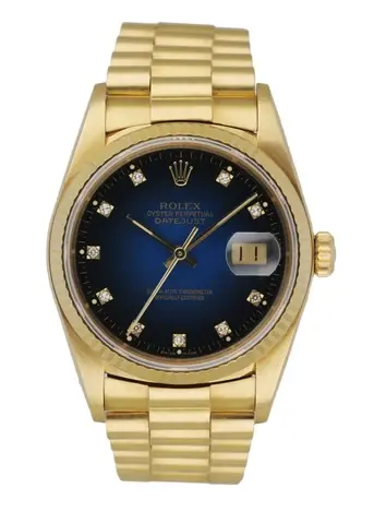 Rolex Datejust 16018 President Blue Vignette Diamond Dial Men's Watch
