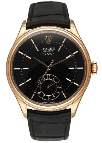 Rolex Cellini Dual Time 50525 18K Rose Gold Men's Watch Box & papers