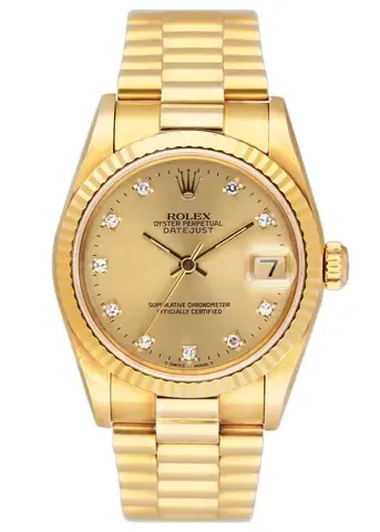 Rolex DateJust 68278 Diamond Champagne Dial Ladies Watch Box Papers