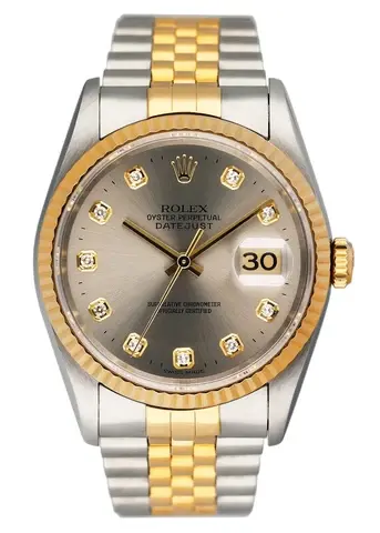 Rolex Datejust 16233 Diamond Silver Dial Mens Watch