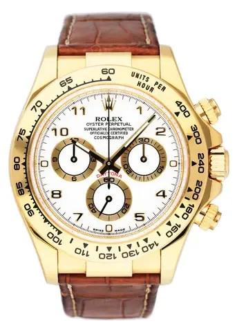 Rolex Daytona 116518 White dial Yellow Gold Mens Watch Box Papers