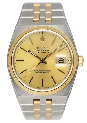 Rolex Oysterquartz Datejust 17013 Two Tone Mens Watch Box Papers