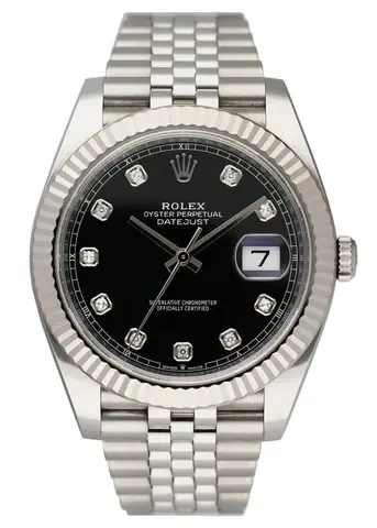 Rolex Datejust 41 126334 Diamond Black Dial Mens Watch Box Papers