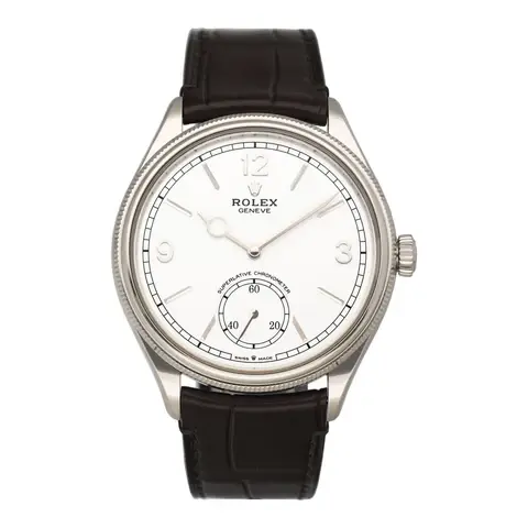Rolex 1908 52509 Intense white Dial 18k white gold Mens Watch Box Papers