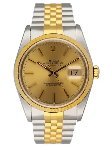 Rolex Datejust 16233 Champagne Dial Mens Watch Box Papers