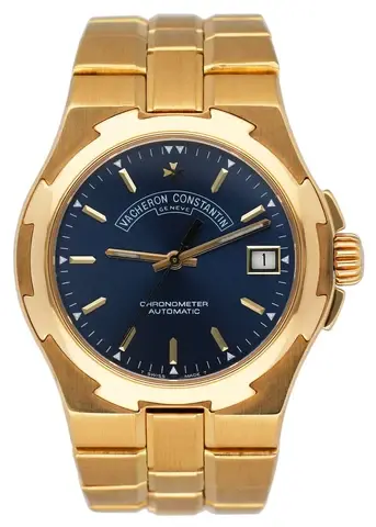 Vacheron Constantin Overseas 42040 Blue Dial Yellow Gold Mens Watch