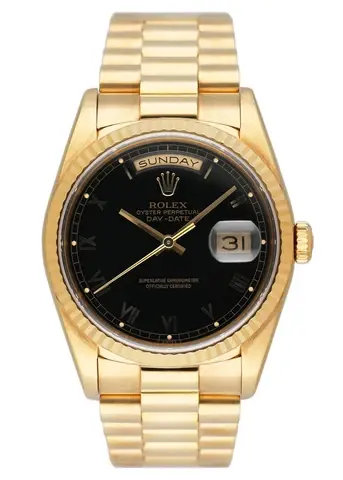 Rolex Day-Date President 18238 Black Dial Watch Box Papers