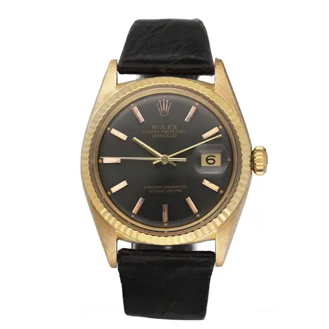 Rolex Datejust 1601 Grey Dial 18K Yellow Gold Mens Watch